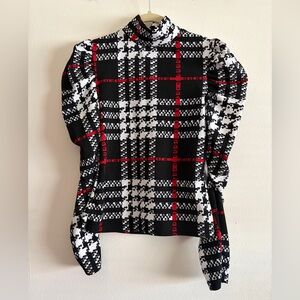 Plaid Black and White Women's Top
